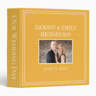 Personalized Yellow White Photo Wedding Album 3 Ring Binder
