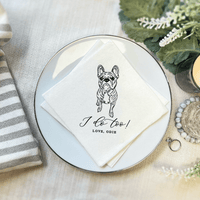Custom Illustrated Dog Wedding Premium Uncoined Napkins