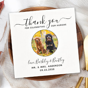 Pet Wedding Modern Elegant Custom Photo Thank You Napkins