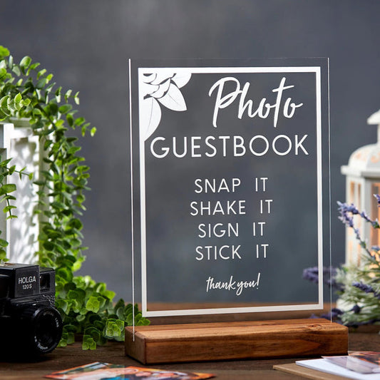 Photo Guestbook Floral Acrylic Sign