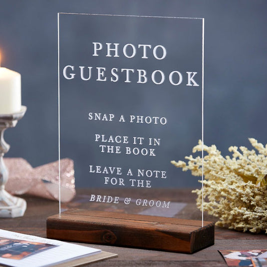 Photo Guestbook Minimalist Modern Acrylic Wedding Sign