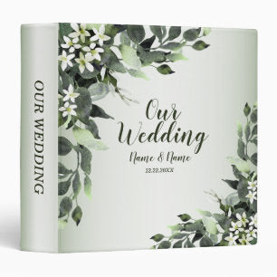 Photo Album Wedding Party Greenery Floral Leaves 3 Ring Binder