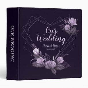 Photo Album Wedding Party Purple Floral Violet 3 Ring Binder