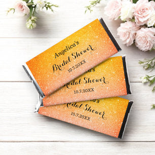 Pink Gold Sparkle Bridal Shower Wedding Hershey Bar Favors