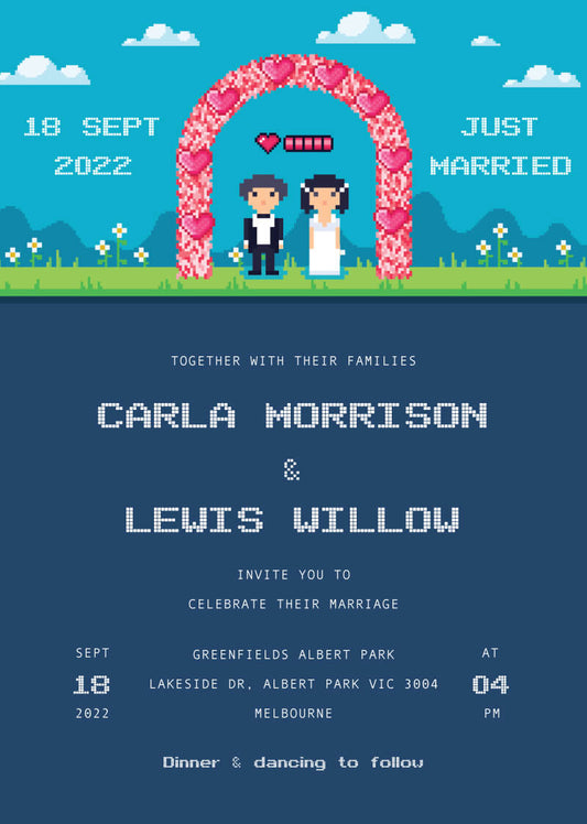 Pixelated Love Wedding Invitations by Yunita Y.