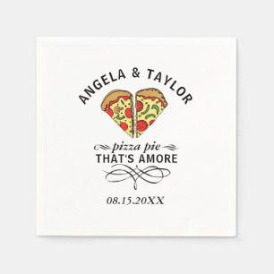 Pizza Love Trendy Wedding Monogram Date Napkins