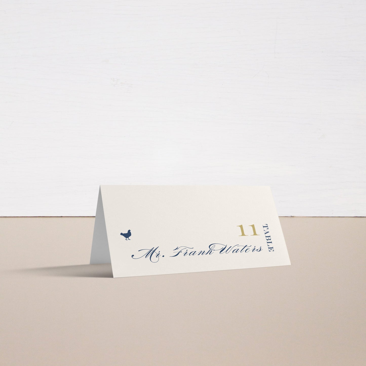 Elegant Navy Script Place And Escort Cards