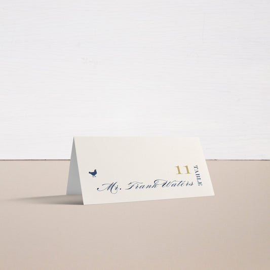 Elegant Navy Script Place And Escort Cards