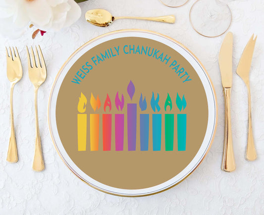 Kraft With Colorful Menorah Plate Insert