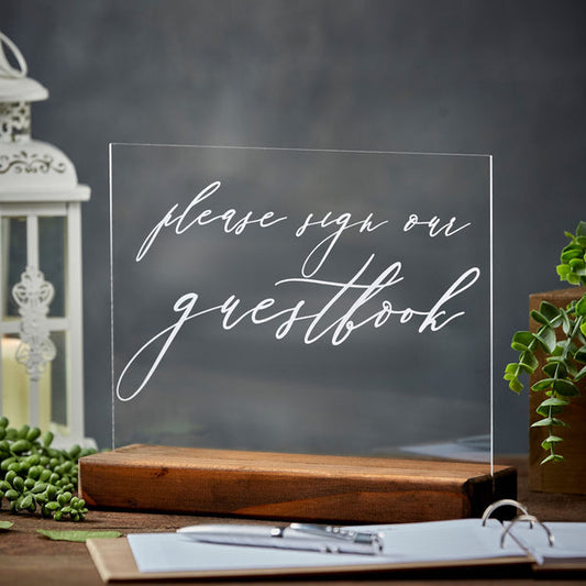 Please Sign Our Guestbook Elegant Acrylic Wedding Sign