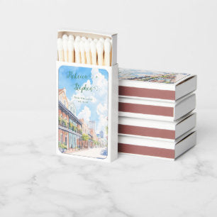Pretty Gouache Pastel New Orleans Wedding Matchboxes