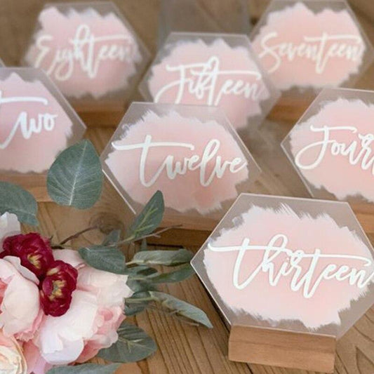 Acrylic Calligraphy Table Number with stand 10 pcs
