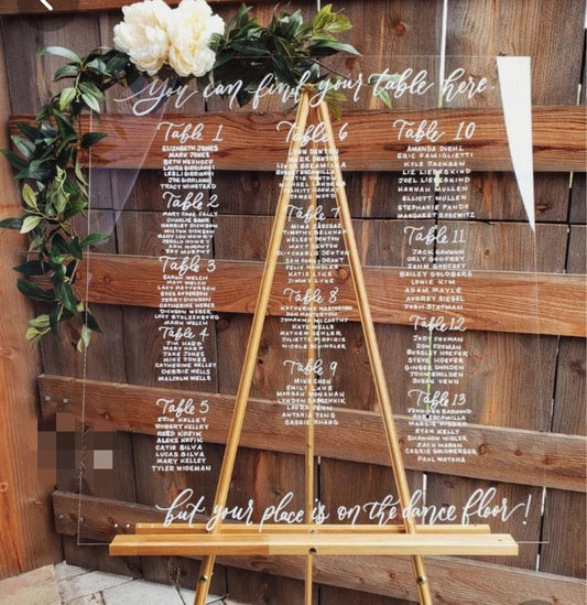 Acrylic printed Transparent Seating Chart