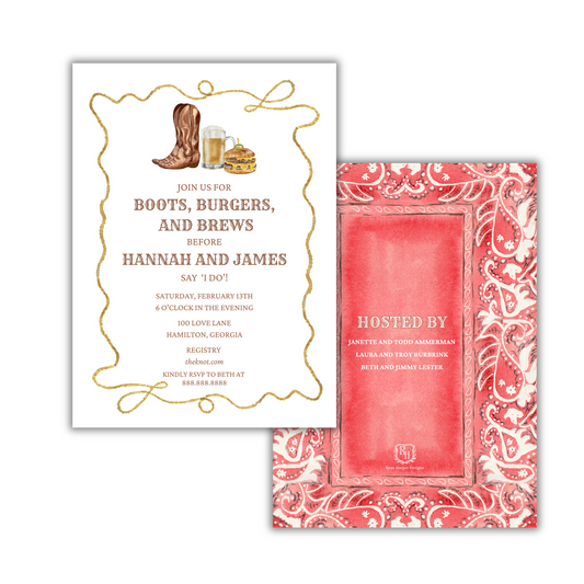 Boots, Burgers, and Brews - Wedding Shower Invite