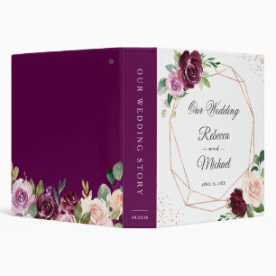 Purple Blush Floral Modern Geometric Wedding Album 3 Ring Binder