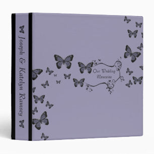 Purple Butterflies Wedding Memories Album Binder