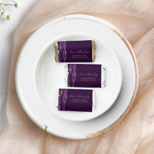 Purple Gold Script Plum Wedding Hershey's Miniatures