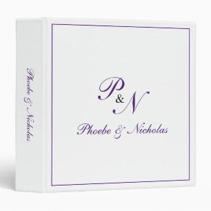 Purple Monogram Elegant Wedding Photo Album 3 Ring Binder