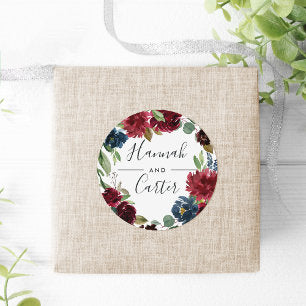 Radiant Bloom Botanical Wreath Wedding Classic Round Sticker