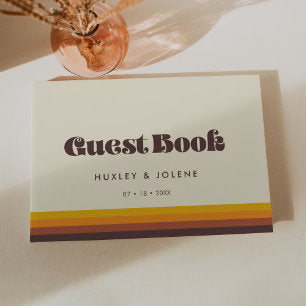 Retro 60s vintage colors wedding guest book