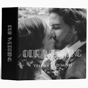 Retro art deco script wedding photo album binder