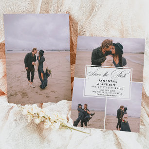 Romantic 4 photos collage save the date wedding