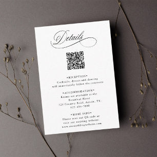 Romantic Calligraphy QR Code Wedding Details Enclosure Card
