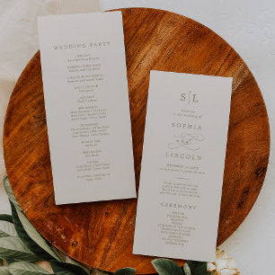 Romantic Gold and Ivory Monogram Wedding Program