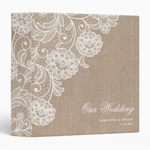 Romantic Linen and Lace Wedding Album Planner 3 Ring Binder