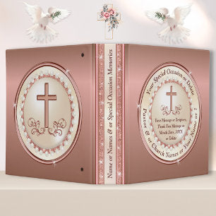 Rose Gold, Christian Photo Album, Any Occasion 3 Ring Binder