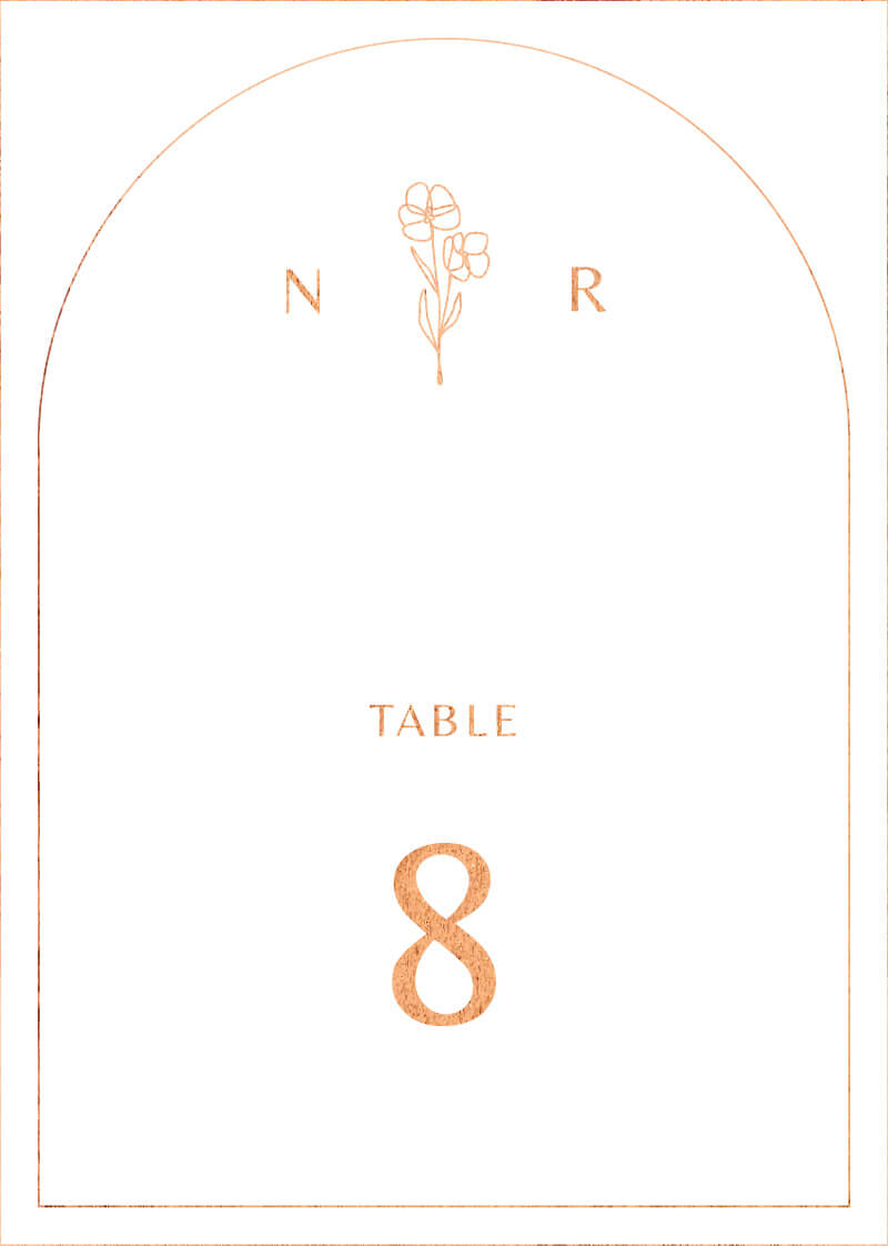 Rose Foil ArchTable Number by Nicole C.