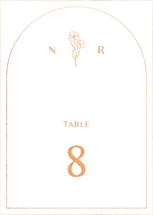 Rose Foil ArchTable Number by Nicole C.