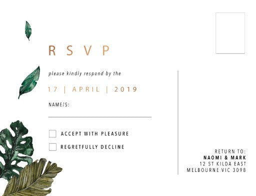 Moody Tropics RSVP Cards by Jesse I.