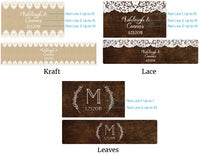 Personalized Rustic Charm Wedding Water Bottle Labels