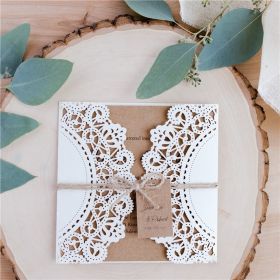 Rustic Ivory Laser Cut Invitations With Craft Inside Cards And Tags Swws082