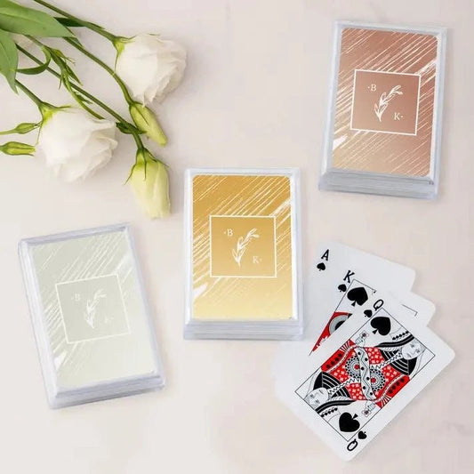 Rustic Monogram Metallic Playing Cards