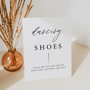Rustic Calligraphy Elegant Wedding Dancing Shoes P Pedestal Sign