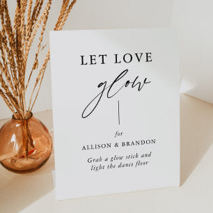 Rustic Calligraphy Let Love Glow Wedding Send Off Pedestal Sign