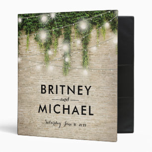 Rustic Chateau Stone Church Lights Wedding Album Binder