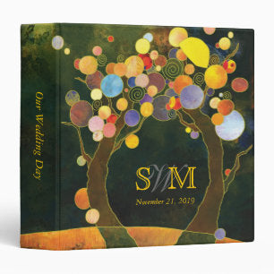 Rustic Love Trees Monogrammed Wedding Binder