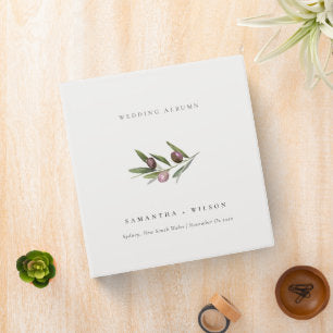 Rustic Minimal Olive Branch Foliage Wedding Album 3 Ring Binder
