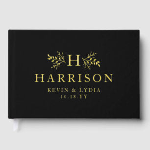 Rustic monogram simple initial and name wedding foil guest book