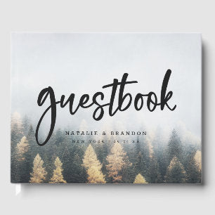 Rustic Mountain Pine Trees Fall Forest Wedding Guest Book
