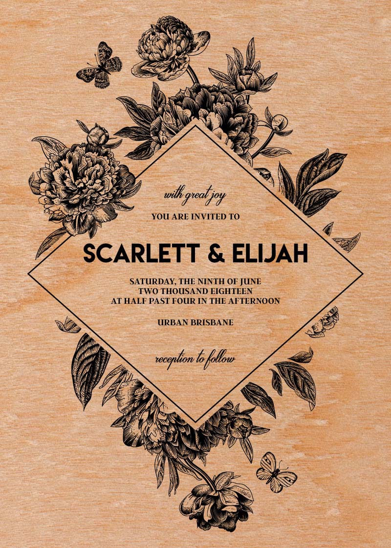 Rustic Peony Wedding Invitations by Josephine V.