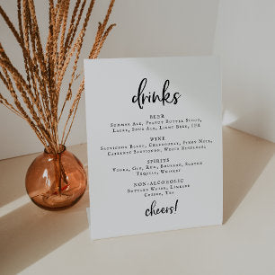 Rustic Script Wedding Drinks Menu Sign