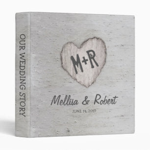 Rustic Silver Birch Tree Wedding Story Album 3 Ring Binder