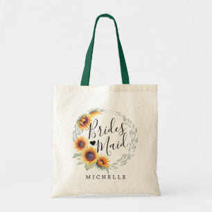 Rustic Sunflower Bloom Bridesmaid Tote Bag