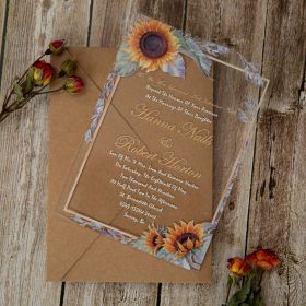 Rustic Sunflower Clear Acrylic Wedding Invitations Swal014