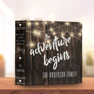 Rustic Wood Adventure Begins Keepsake Photo Album 3 Ring Binder