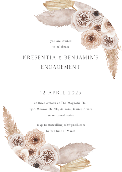 Rustic Pampas Engagement Invitations by Yunita Y.